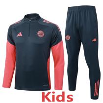 25-26 Bayern Dark gray Kids Half Pull Tracksuit #E25155