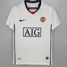 2008-2009 Man Utd Away White Retro Soccer Jersey