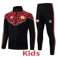 2025-26 Man Utd Black Red Kids Jacket Tracksuit#E25105(童装）