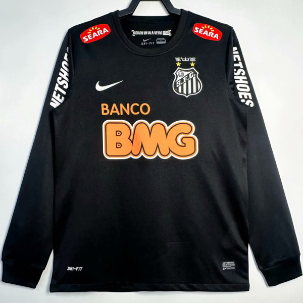 2012-2013 Santos FC Black Long Sleeve Retro Soccer Jersey(长袖)