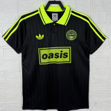 2025 Ad Oasis Joint Edition Black Polo Short Sleeve (荧光绿广告)