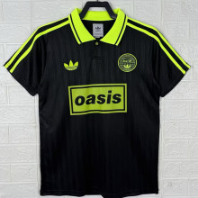 2025 Ad Oasis Joint Edition Black Polo Short Sleeve (荧光绿广告)
