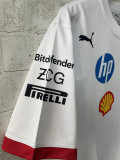 2025 F1 Ferrari White T-Shirts Racing Suit (圆领)