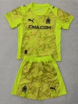 2025-26 Marseille Yellow Goalkeeper Kids Soccer Jersey