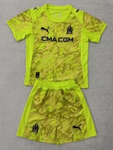2025-26 Marseille Yellow Goalkeeper Kids Soccer Jersey