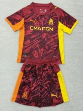 2025-26 Marseille Red Goalkeeper Kids Soccer Jersey