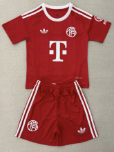 2025-26 Bayern Red Goalkeeper Kids Soccer Jersey