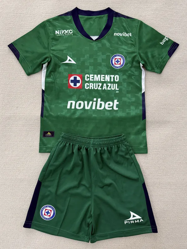 25-26 Cruz Azul Light blue GoalKeeper Kids Soccer Jersey