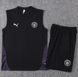 25-26 Man City Black Tank top and shorts suit #D25229