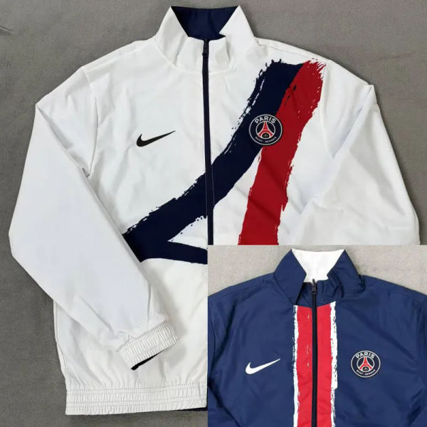 25-26 PSG White & Royal blue Double Sided Windbreaker (双面风衣)