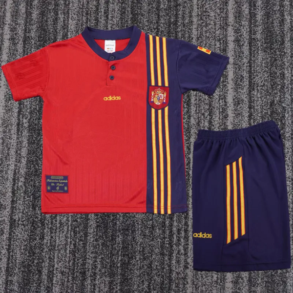 1996 Spain Home Kids Retro Soccer Jersey