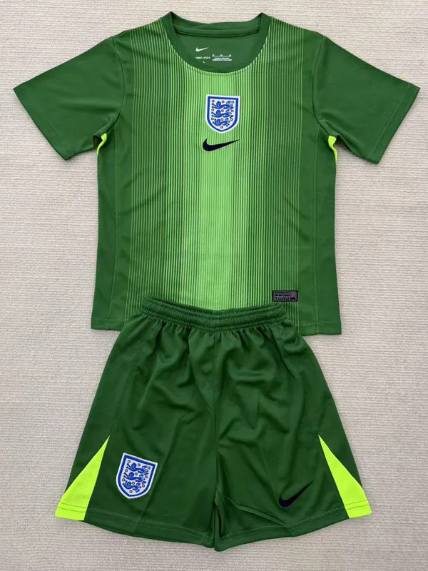 2025 England Green Goalkeeper Kids Soccer Jersey