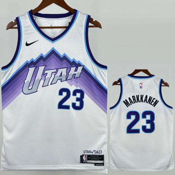 25-26 JAZZ MARKKANEN #23 White Top Quality Hot Pressing NBA Jersey