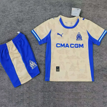 25-26 Marseille Earthy Yellow Kids Soccer Jersey