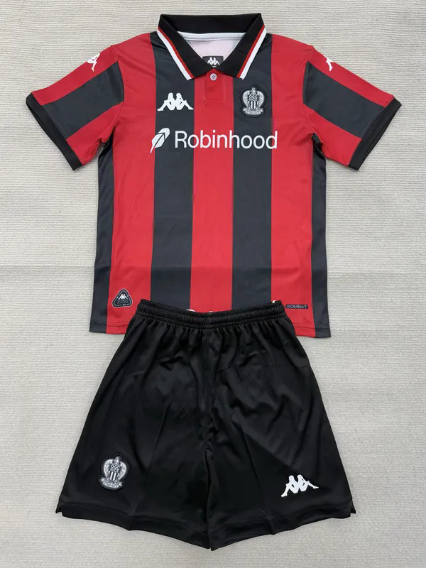 25-26 OGC Nice Home Kids Soccer Jersey
