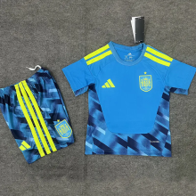 26-27 Spain Blue Goalkeeper Kids Soccer Jersey