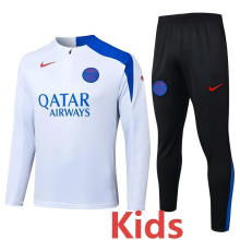 25-26 PSG White Kids Half Pull Tracksuit #E25192(童装)(半拉链)