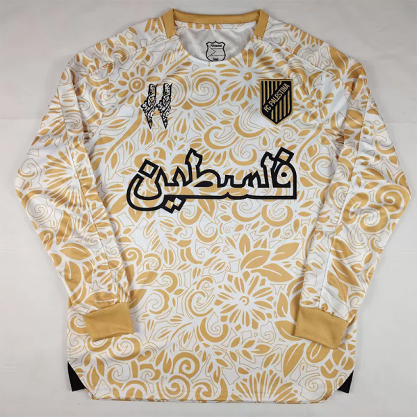 25-26 Palestine FC Yellow White Long Sleeve Training shirts (阿拉伯文)(长袖)