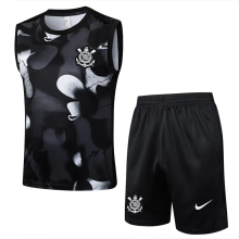 25-26 Corinthians Black Tank top and shorts suit #D2523