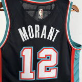 25-26 Grizzlies MORANT #12 Black Retro Top Quality Hot Pressing NBA Jersey