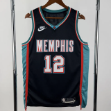 25-26 Grizzlies MORANT #12 Black Retro Top Quality Hot Pressing NBA Jersey