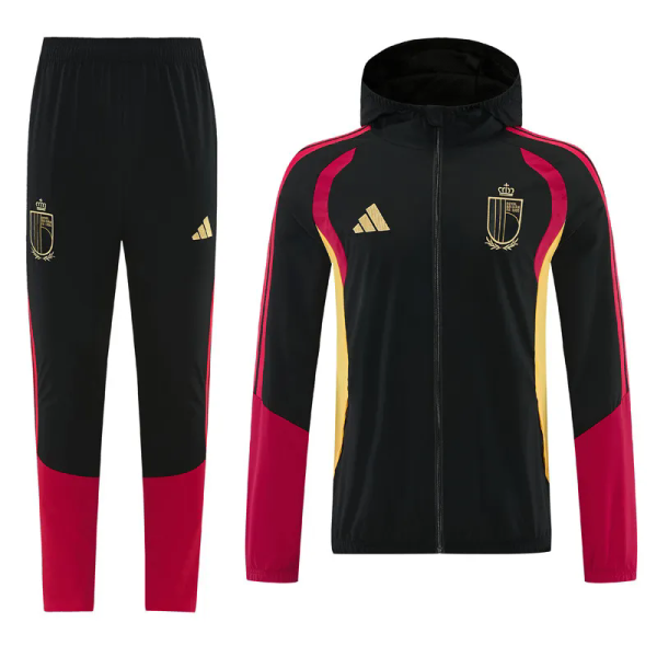 25-26 Belgium Black Windbreaker Suit (Hoodie)(风衣套装)