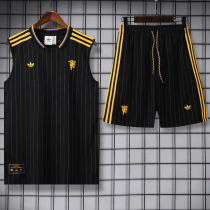 25-26 Man Utd Black Tank top and shorts suit