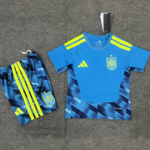 26-27 Spain Blue Goalkeeper Kids Soccer Jersey