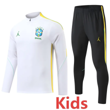 26-27 Brazil White Kids Half Pull Tracksuit (童装)(半拉链)