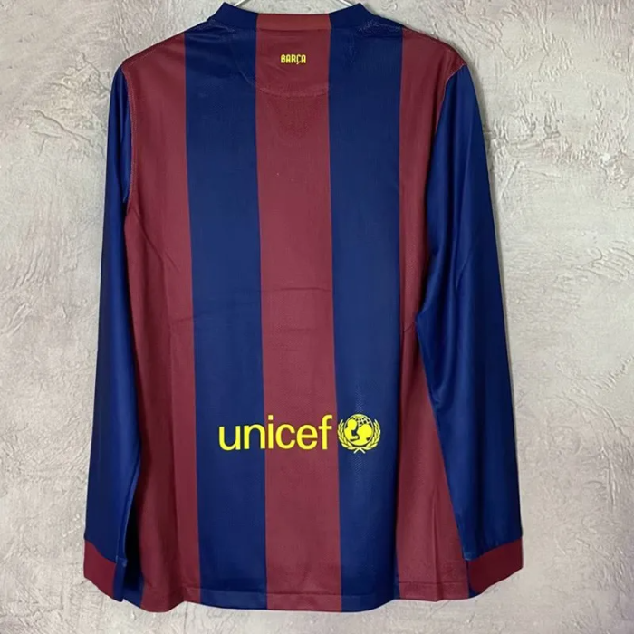 2014-2015 Barcelona Home Long Sleeve Retro Soccer Jersey