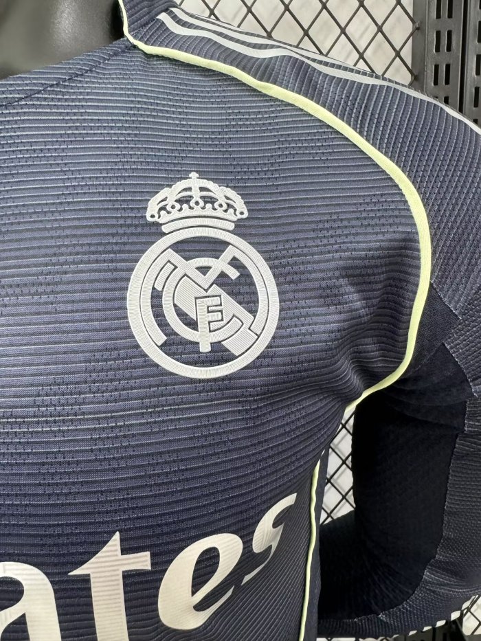 25-26 Real Madrid Away Long Sleeve Player Version Soccer Jersey 长袖