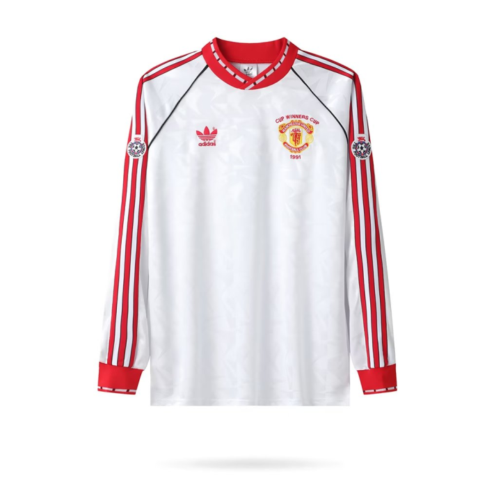 1991 Manchester United UCL Version Long sleeves Retro Soccer Jersey
