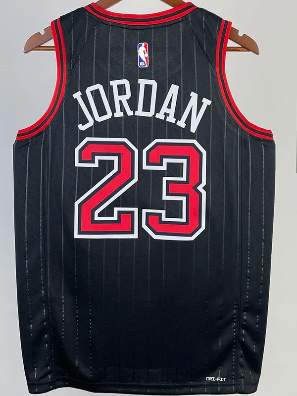 22-23 BULLS JORDAN #23 Black Top Quality Hot Pressing NBA Jersey (Trapeze Edition)