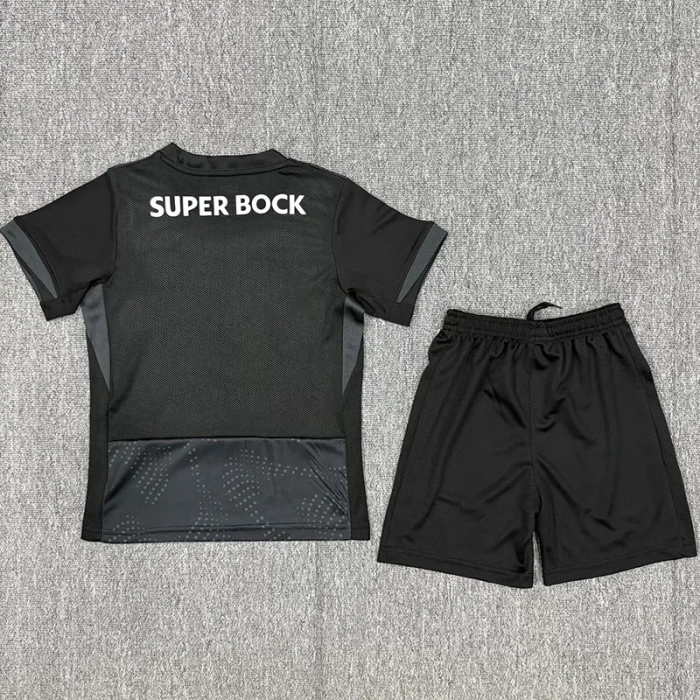 25-26 Sporting Lisbon Black Kids Soccer Jersey 1:1 Thai Quality