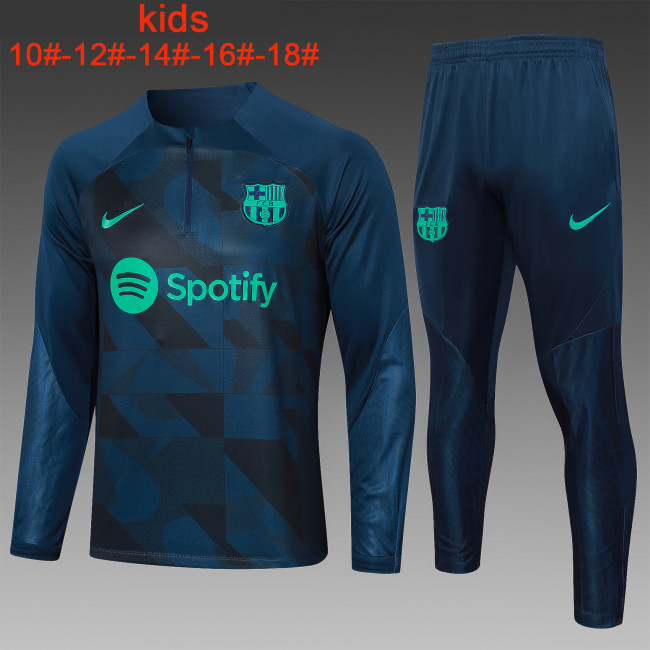 23-24 Barcelona High Quality Kids Half Pull Tracksuit