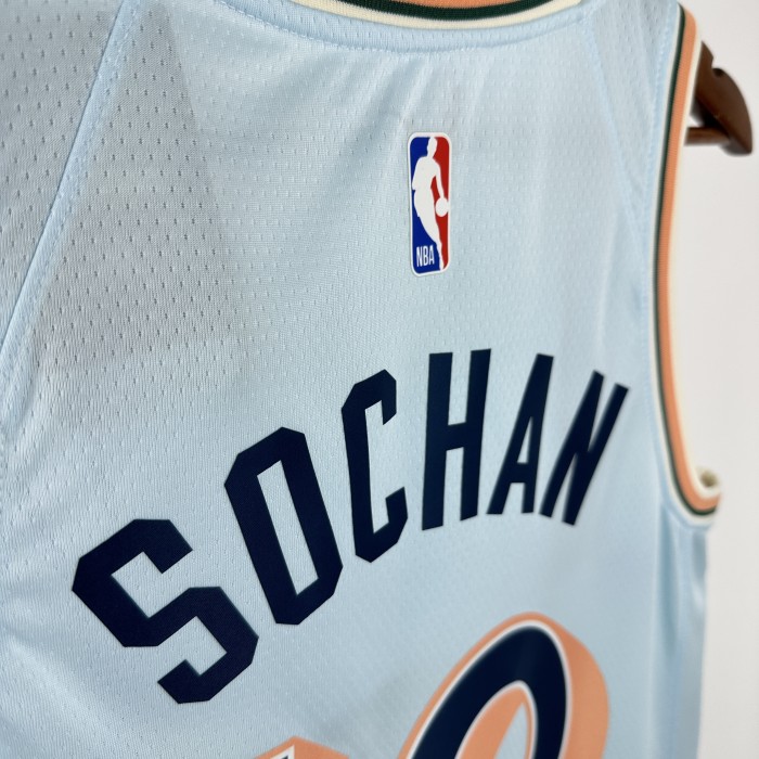 24-25 SA Spurs SOCHAN #10 Light blue City Edition Top Quality Hot Pressing NBA Jersey