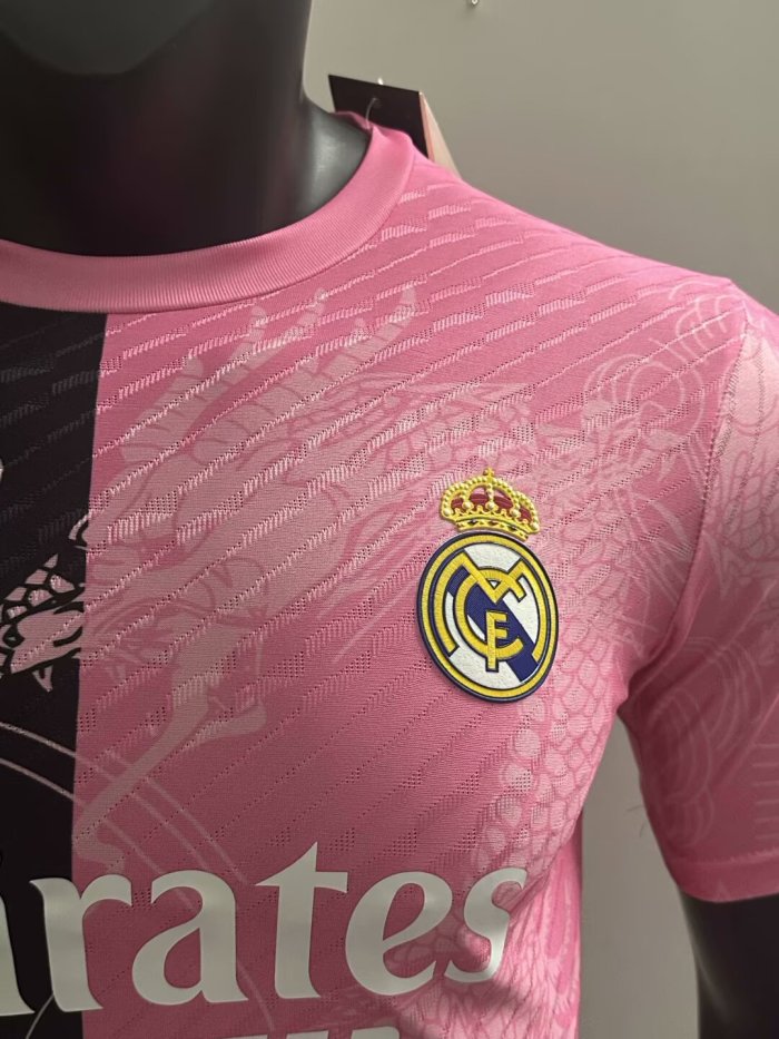 25-26 Real Madrid Pink Black Special Edition Player Version Training Shirts *粉龙纹