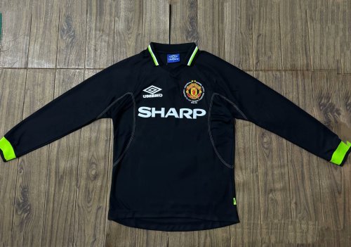 1998-1999 Manchester United Third UCL Edition Long Sleeve Retro Soccer Jersey