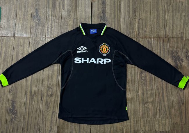 1998-1999 Manchester United Third UCL Edition Long Sleeve Retro Soccer Jersey
