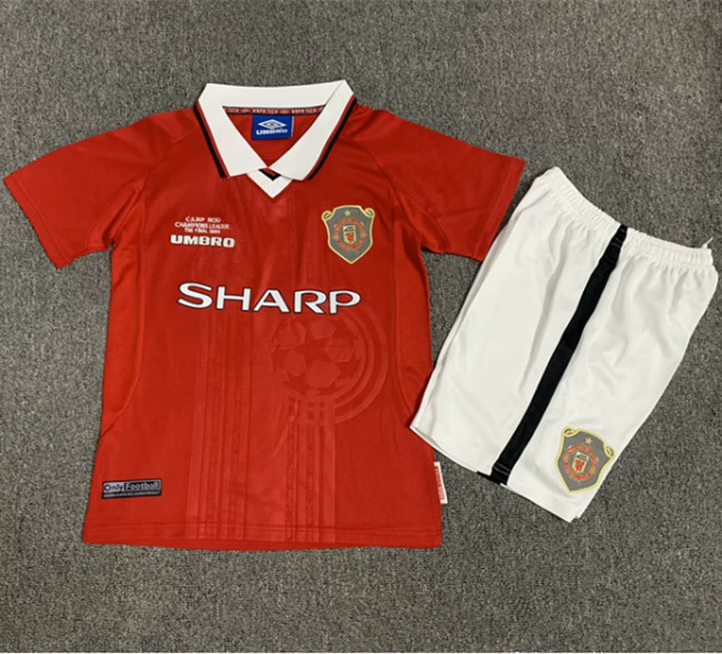1999-2000 Manchester United Home Retro Kids Soccer Jersey