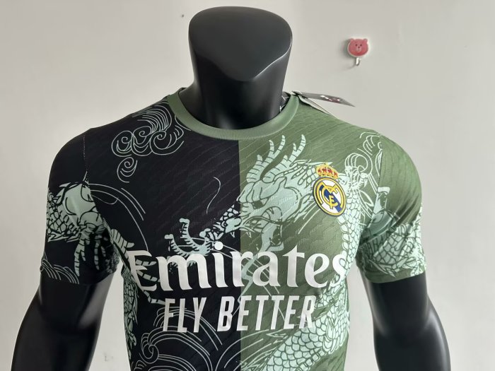 25-26 Real Madrid Green Black Special Edition Player Version Training Shirts *龙纹