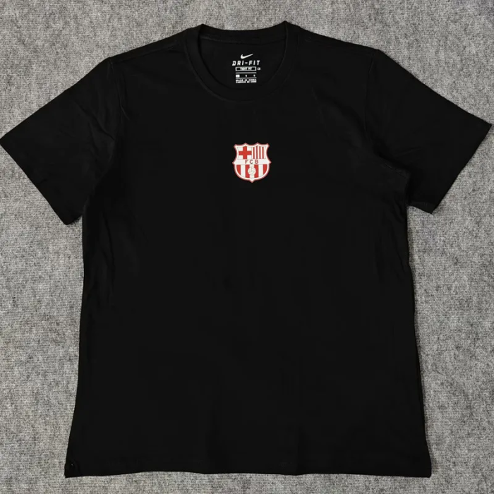 25-26 Barcelona Black High Quality Casual T-Shirt #圆领红标