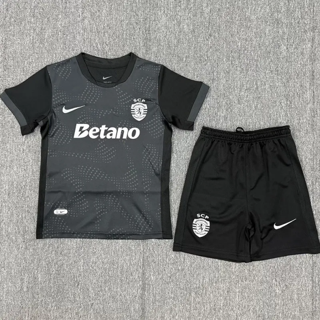 25-26 Sporting Lisbon Black Kids Soccer Jersey 1:1 Thai Quality