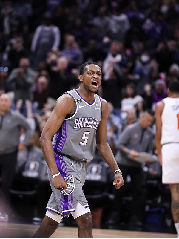 22-23 Kings FOX #5 Grey City Edition Top Quality Hot Pressing NBA Jersey