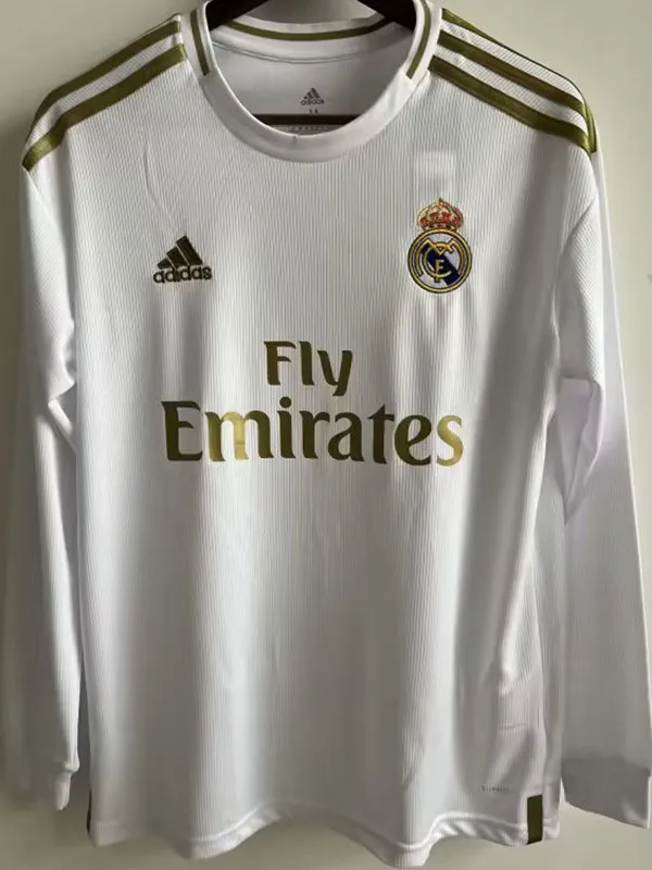 2019-2020 Real Madrid Home Long Sleeve Retro Soccer Jersey