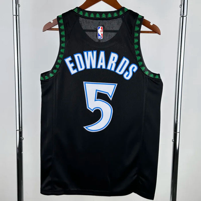 2017-2018 TIMBERWOLVES EDWARDS #5 Black Retro Top Quality Hot Pressing NBA Jersey