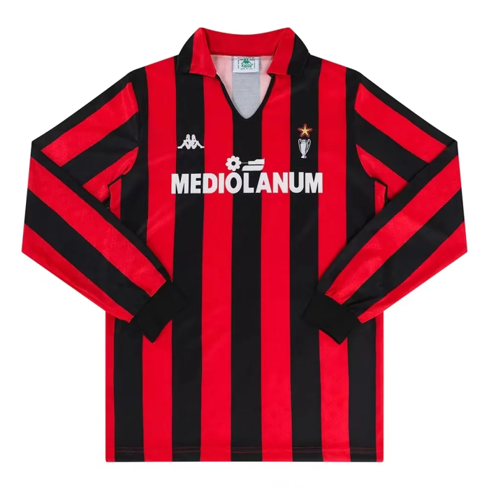 1989-1990 AC Milan Home Long sleeves Retro Soccer Jersey