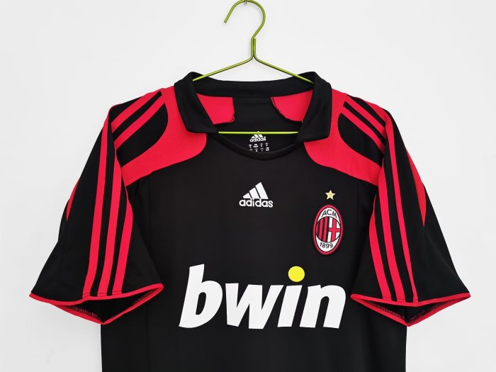 2007-2008 AC Milan Third Black Retro Soccer Jersey