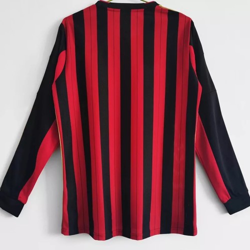 2013-2014 AC Milan Home Long Sleeve Retro Soccer Jersey