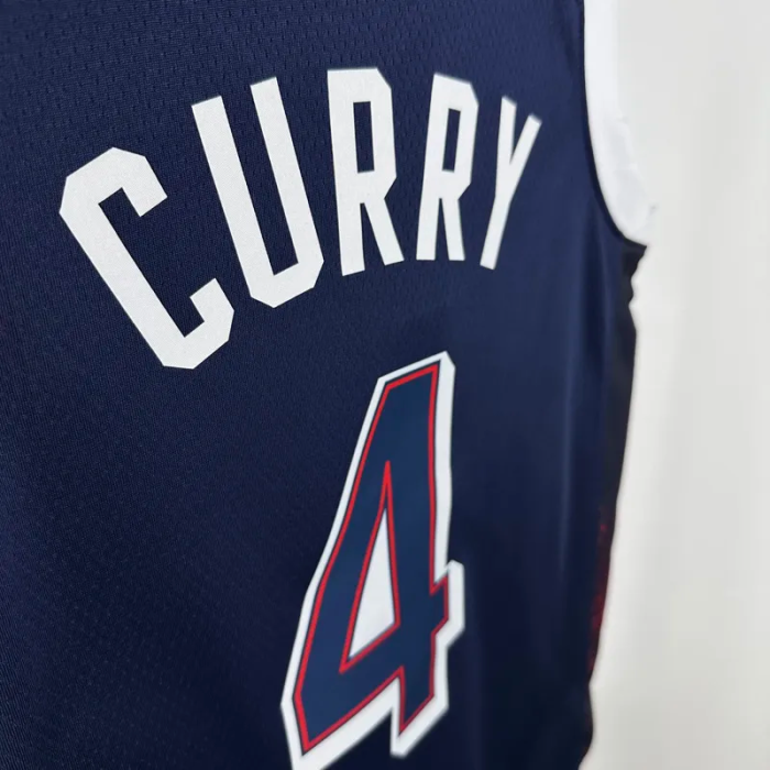 2024 Olympic Game USA CURRY # 4 Dark Blue Basketball Jersey